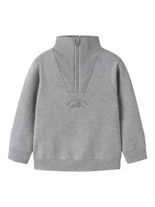 NAME IT - NMMOSCAR LS NREG HALF ZIP SWEAT BRU Grey Melange - Gr. - 116