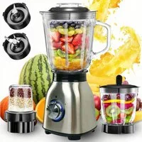 Forrlite Standmixer 2026 Neu Standmixer Mixer Smoothie Maker 1500W,2 Stufen,Edelstahl, 1500 W, 1,5 L Glasbehälter,0,6 L tragbarer Becher,6-Klingen für Ice Püree