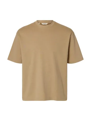 SELECTED MEN - SLMLOOSEOSCAR SS O-NECK TEE NOOS Savannah Tan - Gr. - XL