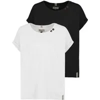 SUBLEVEL T-Shirt Gestreiftes mit Rundhalsausschnitt aus Baumwolle (2-tlg) 2er-Pack Design-shirts