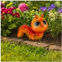Online-Fuchs Gartenfigur Regenwurm, Raupe für außen - farbenfrohe Deko Figuren, Tiere, (farbenfroh, süßes Design), aus langlebigem Kunstharz gefertigt, wetterfest - 15 bis 18 cm groß
