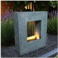 Arnusa Gartenbrunnen Springbrunnen mit LED Beleuchtung Regen Wasserfall Gartendekoration, 65x53 cm für Innen und Außen