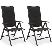 BRUBAKER Gartenstuhl Milano - Gepolsterter Klappstuhl aus Aluminium - Balkonstuhl (Outdoor Campingstuhl für Garten und Balkon - Wetterfest, 2 St), Hochlehner Campingstuhl mit 8-fach verstellbarer Rückenlehne