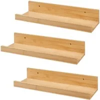 en.casa Wandregal, 3-tlg., »Gildeskål« Bambus Regal-Set 40x13x7cm Natur