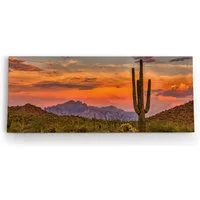 möbel-direkt.de Leinwandbild Mexikanische Landschaft Kaktus roter Himmel Sonnenuntergang