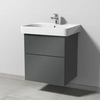 Sanipa 3way Waschtischunterbau zu Geberit Smyle Square Waschtisch mit 2 Auszügen, Anthrazit-Glanz SF67079