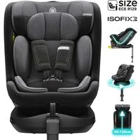 Daliya® Autokindersitz BRAVO i-Size Auto-Kindersitz, 360° drehbar, mitwachsend, atmungsaktiv, ab: ab Geburt, bis: bis 12 Jahre, ab: 40 cm, bis: 150 cm, (Neugeborenen-Set, 4-tlg), 8 Stufen Sitzneigung, verstellbare Kopfstütze, Stützbein, Belüftet