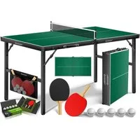 KESSER Mini-Tischtennisplatte Tischtennis Set, klappbarer Tischtennistisch (mit Netz, 2x Tischtennisschläger, 5x Tischtennisbälle & Zubehör-Tasche), In & Outdoor-fähig (im wettergeschützten Bereich)