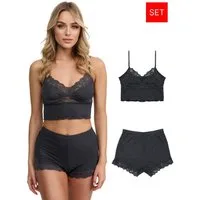 Tazzio Shorty Nachtwäsche-Set F921 (Set, 2 tlg., 1 Stück - Unterhemd & Panty) Ripp-Optik mit Spitze