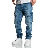 Amaci&Sons Straight-Jeans CARY Jeans Regular Slim Herren Regular Fit Cargo Denim Jeans Hose
