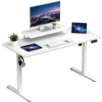 AIMAX Schreibtisch Höhenverstellbarer Computertisch Standing Desk Stehpult Verstellbarer (60x120/140/160cm, Adjustable Standing Desk), Monitorständer Schublade Erinnerung bei langem Sitzen, für Büro