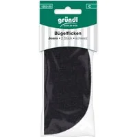 Gründl Aufnäher Gründl Bügelflicken Jeans 2 Stück schwarz, 100 % Baumwolle