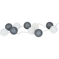 Levandeo® Lichterkette, 10er Lichterkette LED Ø6cm Kugeln Girlande Lampions Baumwolle Weiß