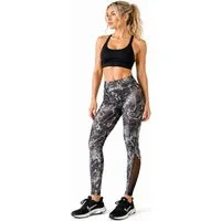 Antonio Leggings Gym Sport Leggings Damen Elastisch & Figurbetont Schwarz Muster Gr.