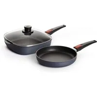WOLL MADE IN GERMANY Pfannen-Set Diamond Lite, Aluminiumguss (Set, 3-tlg., 1x Eckpfanne mit Deckel 26x26 cm, 1x Bratpfanne Ø 24 cm), Induktion, Made in Germany