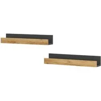 Vicco Bücherregal Tomy, Anthrazit/Goldkraft Eiche, 60 x 10 cm 2er Set, 2-tlg.