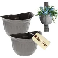 GarPet Blumentopf 2er Set Blumentopf für Regenrohr Wandtopf Fallrohr Blumentopf Säule