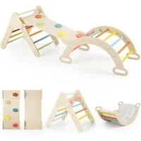 COSTWAY Klettergerüst 3 in 1 Montessori Klettersset aus Holz, Spielset für Kinder ab 1 Jahr