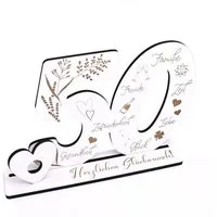 Dekolando Deko-Buchstaben Aufsteller Zahl 50 Geburtstag Herzlichen Glückwunsch Geldgeschenk (weiß, 3tlg), 17 x 24 cm
