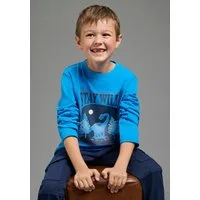Scout Langarmshirt Shirt mit coolem Dino-Print, modisches Melangegarn mit Rundhalsausschnitt, mit Langarm, modischer Basic-Schnitt