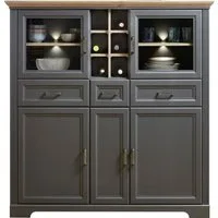 Innostyle Highboard Jasmin, 2 Glas-/Holztüren, 8 offene Fächer, inkl. LED-Beleuchtung
