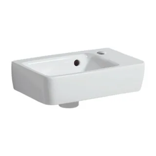 Geberit Renova Plan Handwaschbecken 500382018 36x25cm, mit Hahnloch, mit Überlauf, kurz, weiß/KeraTect