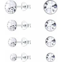 ALEXANDER YORK Ohrstecker-Set KRISTALL, 4-tlg., 925 Sterling Silber