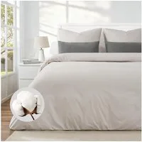 Topfinel Bettwäsche 135 x 200 baumwolle weich hautfreundlich Allergiker Baby ganzjährig, Baumwolle, 3 teilig, bettwäsche-sets 240 X 220 mit reißverschluss Beige Einfarbig Modern