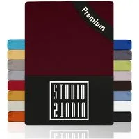 STUDIO Spannbettlaken STUDIO Premium Spannbettlaken 120x200 – 130x220 cm, Jersey, Gummizug: rundum, (1 Stück), 120x200 - 130x220cm Bettlaken Spannbetttuch bis 35cm Höhe Bordeaux