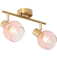 Qazqa LED Aufbaustrahler Vidro, ohne Leuchtmittel, Warmweiß, QAZQA Aufbau­spot, e14, Rosa, Stahl, Art Deco