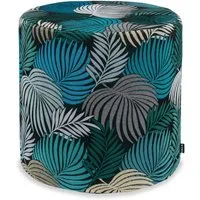 H.O.C.K. Sitzhocker H.O.C.K. Copacabana Hocker rund Pouf ø45x45cm floral petrol emeraude, Hocker, Barhocker & Sitzhocker, Pouf, Badhocker, Wohnzimmer Hocker