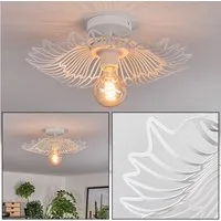 hofstein Deckenleuchte Deckenlampe aus Metall in Weiß, ohne Leuchtmittel, Schirm in Gitter-Optik (40cm) Lichteffekt, 1x E27, ohne Leuchtmittel