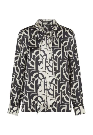 Marc Aurel - Schluppenbluse mit grafischem Print black varied - Gr. - 44