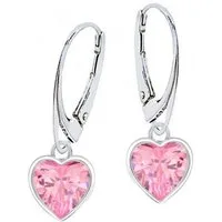 Goldene Hufeisen Paar Ohrhänger Zirkonia Herz Brisur Ohrringe aus 925 Sterling Silber (Hängeohrringe, inkl. Etui), Damen Silber-Schmuck mit Steine