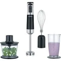 Stabmixer SM 3772 schwarz/edelstahl, 600 Watt, mit Zerkleinerer und Schneebesen