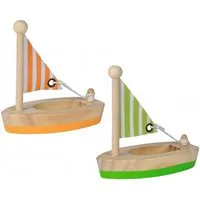 Eichhorn Spielzeug-Boot Segelboote, (2-tlg), 2 schwimmfähige Holzboote Badewannenspielzeug