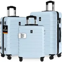 Deuba Kofferset, Handgepäck Koffer 55x40x20 Sicherer Stauraum Kreuzgurt PVC Reisekoffer