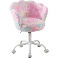 WAHSON OFFICE CHAIRS Loungesessel Kinder-Drehstuhl aus Samt/Kunstfell im Blütenblatt-Design