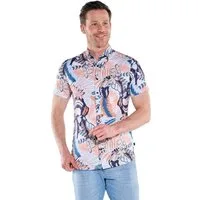 Engbers Kurzarmhemd Herren Elastisches Kurzarm-Hemd mit tropischem Muster, Blutorange