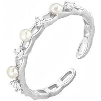 The Beauty House Fingerring Damen silberfarbiger Vintage Ring mit Perlen und Zirkonia
