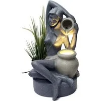 Arnusa Gartenbrunnen Springbrunnen 60 cm BK861 mit LED Beleuchtung Zimmerbrunnen, für den Innen- und Außenbereich Wasserspiel