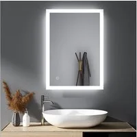 WDWRITTI Badspiegel Wandspiegel Badezimmerspiegel Led Spiegel Bad mit Beleuchtung Touch (Spiegel Led badezimmer, Lichtspiegel, Speicherfunktion, 3Lichtfarben, Helligkeit einstellbar), energiesparender, IP44