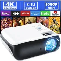 HAPPRUN LED-Beamer (9500 lm, 10.000:1, 3840 x 2160 Pixel px, Bluetooth 5.1, 200 Zoll, HDMI & USB)