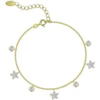 Firetti Fußkette mit Anhänger Schmuck Geschenk Silber 925 Körperschmuck Ankerkette Kreise Blumen, Made in Germany - mit Zirkonia (synth)