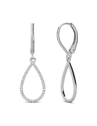 Laelia Ohrringe mit baumelndem Ring - Silber und Kristall