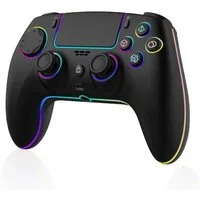 ibettertec Wireless Controller für PS4/PC, Gamepad mit 7 Farben RGB Beleuchtung Controller (Dual Vibration/Turbo/Touchpad/Kopfhörerbuchse/1000 mAh Akku)