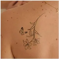 Inkster Schmuck-Tattoo Schmetterling und Blume Tattoo, wasserfestes temporäres Tattoo, 2 Wochen Halt