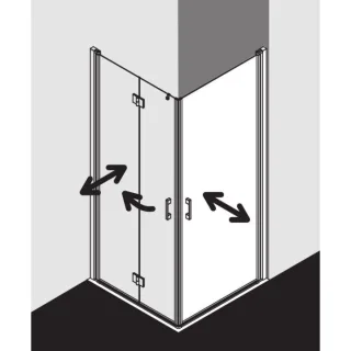 Kermi Liga Eckeinstiegshälfte Pendel-Falttür LI2CL093181AK 93x185cm, silber mattglanz, ESG klar, links, auf Duschplatz
