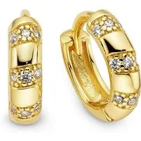 Bruno Banani Paar Creolen Schmuck Geschenk Klappcreole Silber gelbgoldfarben vergoldet, mit Zirkonia (synth)