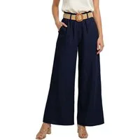 dy_mode Palazzohose Damen High Waist Palazzohose Weitbein Hose Schlupfhose Sommer Strand in Unifarbe, High Waist, mit elastischem Bund